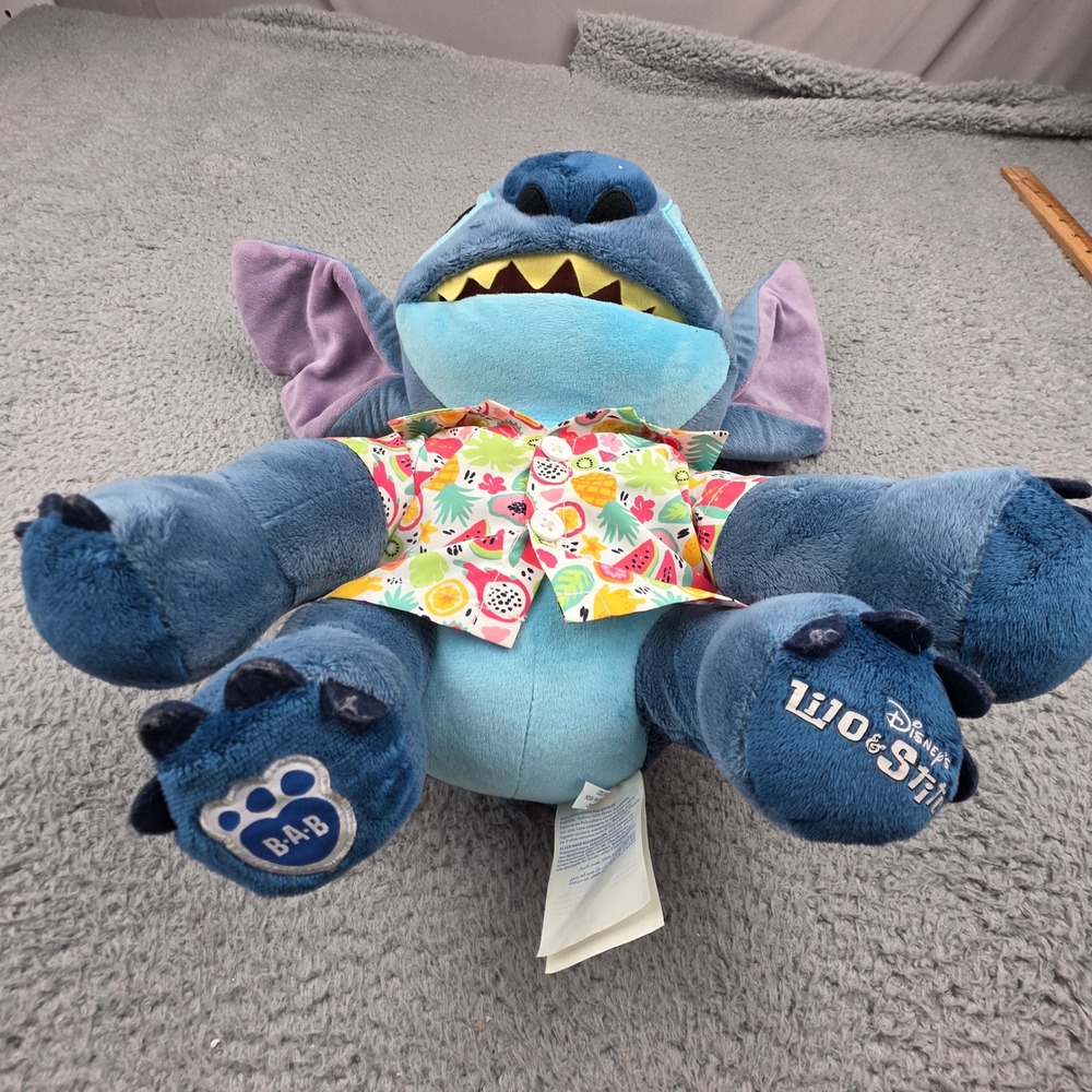 Build-A-Bear Stitch Plush Disney Lilo & Stitch 16in Blue Tropical Fruit Shirt